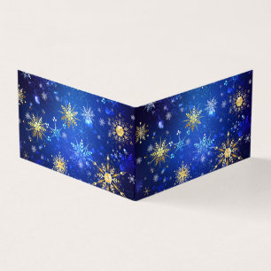 JULAFTON Blue Background med Golden Snöflingor Visitkort
