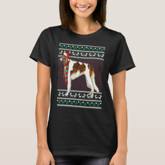 Julafton Borzoi Hund Santa Hat Ugly jul T Shirt