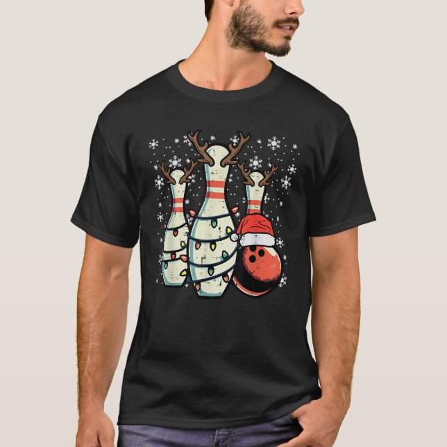 Julafton Bowlareare Jul Bowling Stift Reindeer T Shirt (Framsida)
