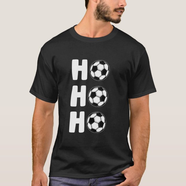 Julafton Boys Ho Ho Ho Julfotboll Player Long Sl T Shirt (Framsida)