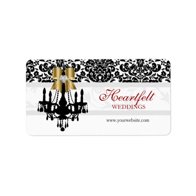 Julafton Bröllop-etiketten Jewel Bow Heart Chandel Adressetikett (Framsidan)