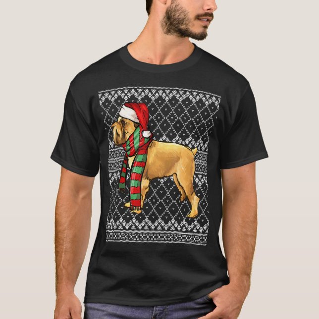 Julafton Brussels Griffon Jultomten Hat Ugly Chris T Shirt (Framsida)