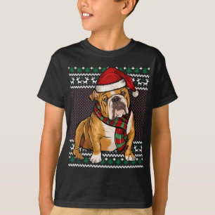 Julafton Bulldog Hund Santa Hat Ugly jul T Shirt