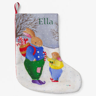 Julafton Bunny med Basket-strand Liten Julstrumpa