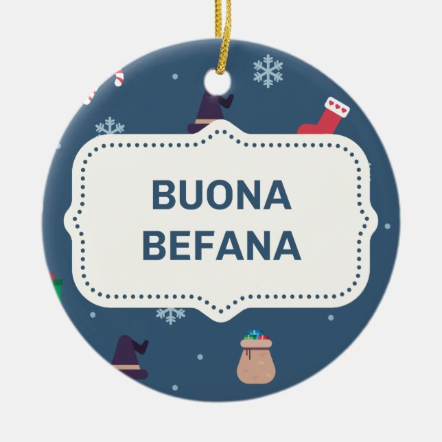 julafton buona Befana Julgransprydnad Keramik (Framsidan)