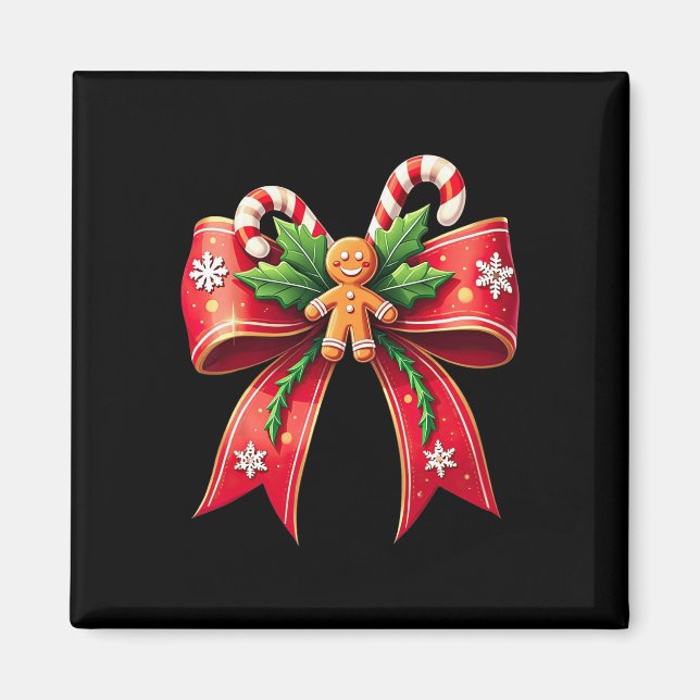 Julafton Candy cane Bow Jul Magnet (Framsidan)
