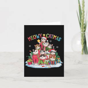 Julafton Cat Lover Meowy Catmas Cat Julgran Lig Kort
