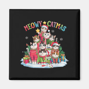 Julafton Cat Lover Meowy Catmas Cat Julgran Lig Magnet