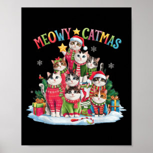 Julafton Cat Lover Meowy Catmas Cat Julgran Lig Poster