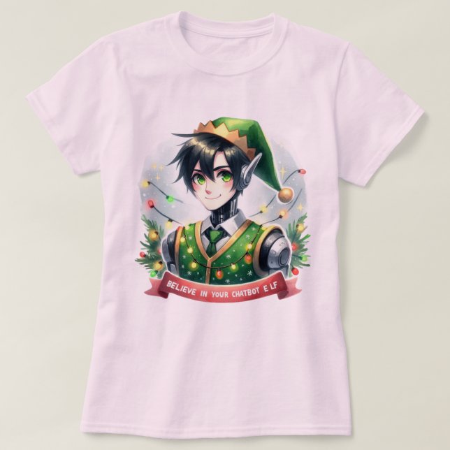 🤖 Julafton Chatbot Memes tror på Chatbot Elf T Shirt (Design framsida)