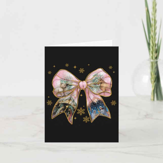 Julafton Coquette Bow Jesus Christian Bible Verse  Kort (Framsida)