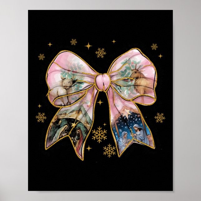 Julafton Coquette Bow Jesus Christian Bible Verse  Poster (Framsidan)