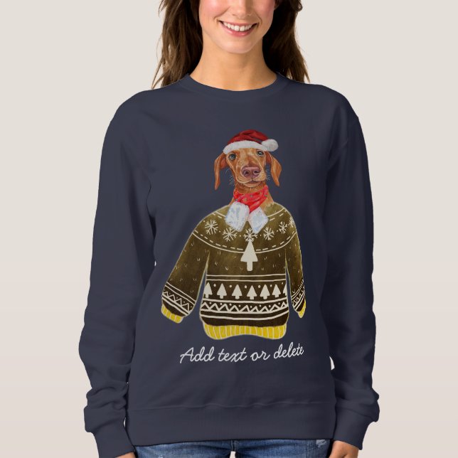 Julafton Cream Dachshund Ugly jul Weiner Hund Mamm T Shirt (Framsida)