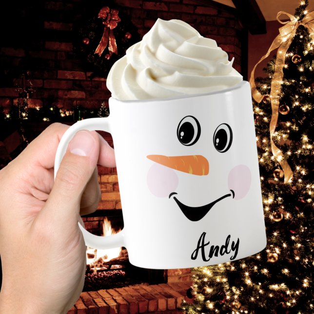 Julafton Cute Anpassningsbar Snögubbe lycklig ansi Kaffemugg (Skapare uppladdad)