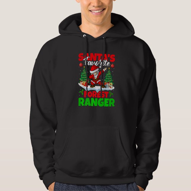 Julafton Dabbing Santa S Favorite Forest Skogsvakt Hoodie (Framsida)