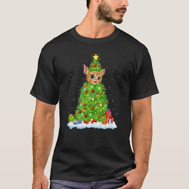 Julafton Dekoration Ljus Santa Bobcat-jultre T Shirt (Framsida)