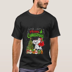 Julafton Dekoration Ljus Santa Riding Dalmatien Hu T Shirt