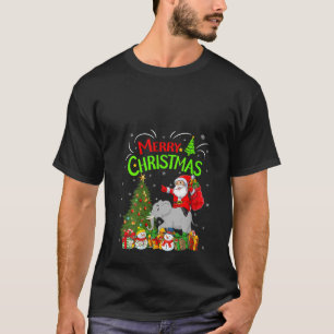 Julafton Dekoration Ljus Santa Riding Elephant Chr T Shirt