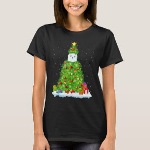 Julafton Dekoration Ljus Santa Snowy Uggla Bird Ch T Shirt