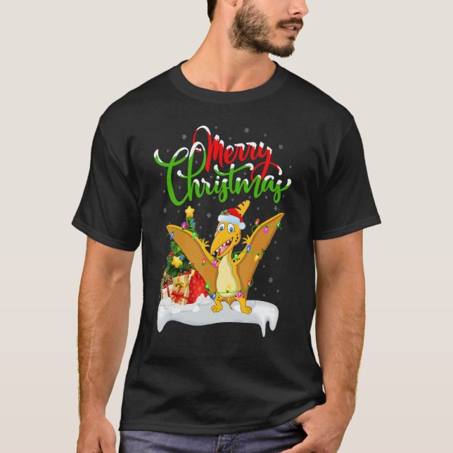 Julafton Dekoration Pterodactyl Dinosaur Bird Chri T Shirt (Framsida)