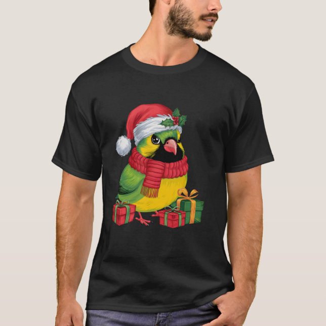 Julafton Dekoration Santa Canary Bird-jul T Shirt (Framsida)