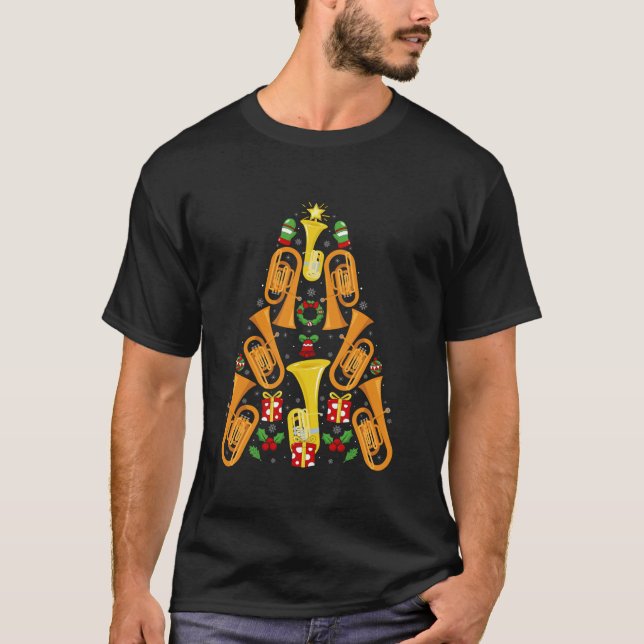 Julafton Dekoration Santa Hat Musical Tuba jul T T Shirt (Framsida)
