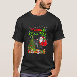 Julafton Dekoration Träd Ljus Santa Riding Panther T Shirt