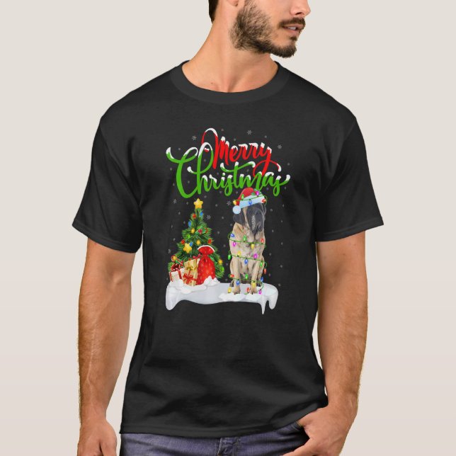 Julafton Dekorations Santa English Mastiff Hund Ch T Shirt (Framsida)