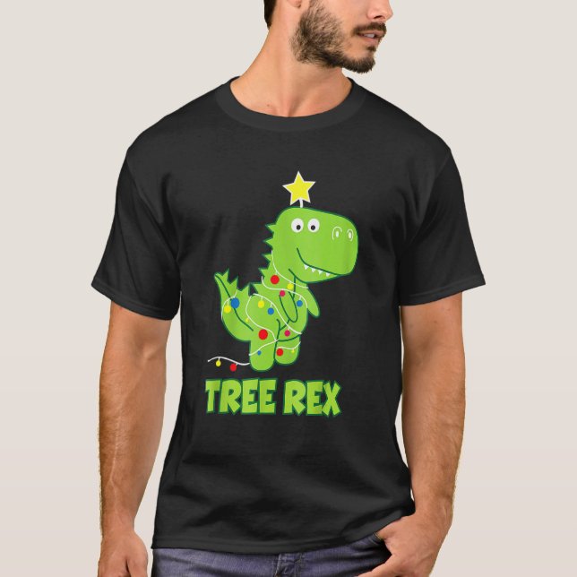 Julafton Dinosaur Träd Rex pajamas för Småbarn Boy T Shirt (Framsida)