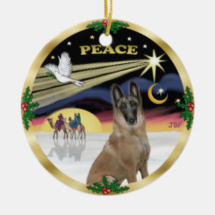Julafton Dove - Belgiska Malinois Julgransprydnad Keramik