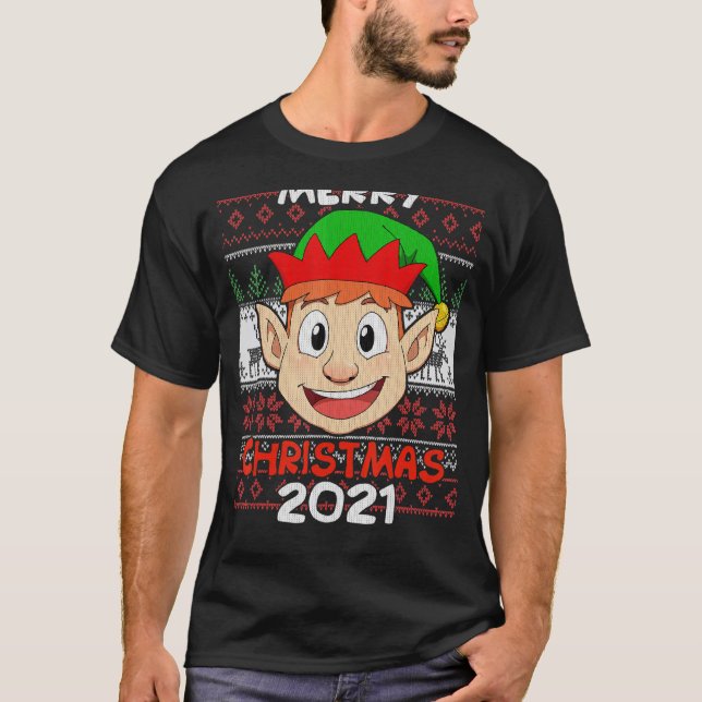 Julafton Elf Ugly God jul 2021 T Shirt (Framsida)
