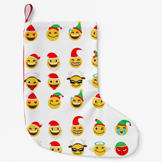 julafton emoji lycklig ansikte christmas-lagring liten julstrumpa (Framsidan)