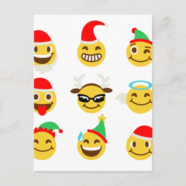 julafton emoji lycklig ansikte helg vykort (Framsida)