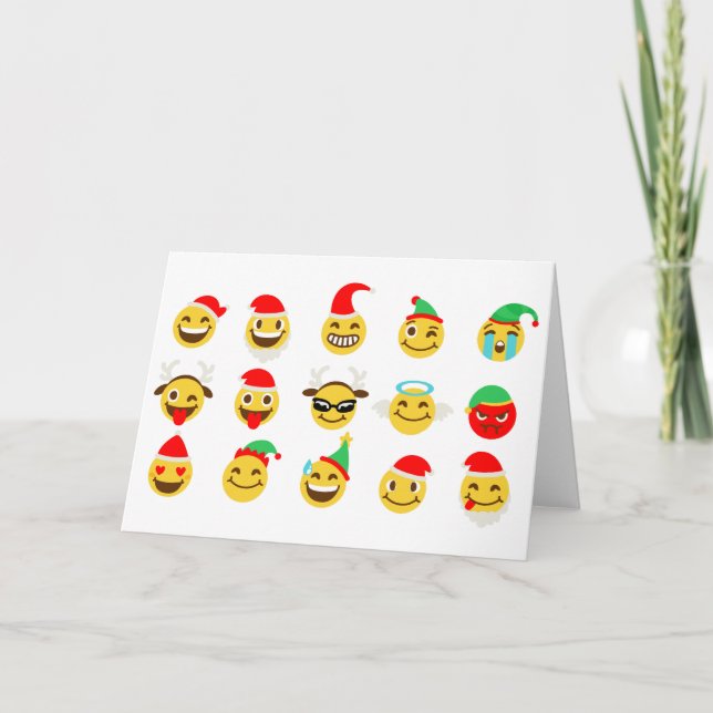 julafton emoji lycklig ansikte helgkort (Framsida)