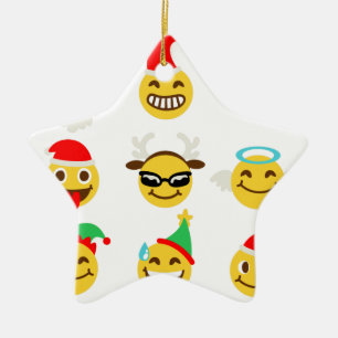 julafton emoji lycklig ansikte julgransprydnad keramik