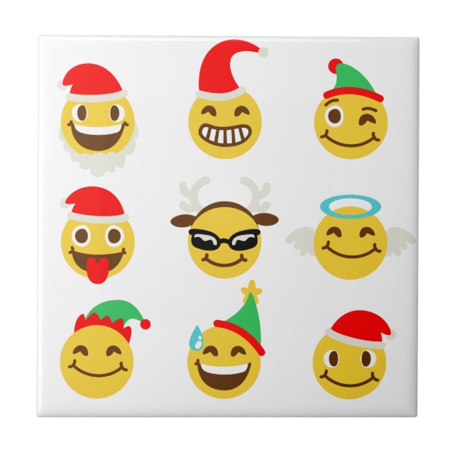 julafton emoji lycklig ansikte kakelplatta (Framsidan)