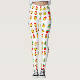 julafton emoji lycklig ansikte leggings
