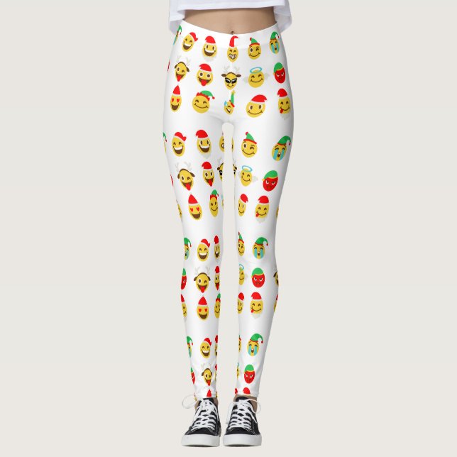 julafton emoji lycklig ansikte leggings (Framsida)