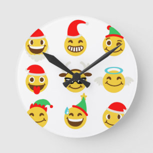 julafton emoji lycklig ansikte rund klocka