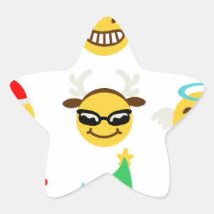 julafton emoji lycklig ansikte stjärnformat klistermärke