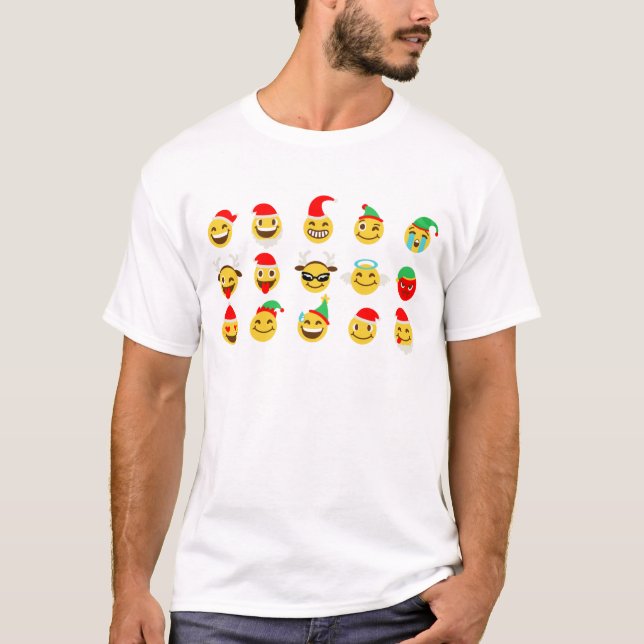 julafton emoji lycklig ansikte t shirt (Framsida)