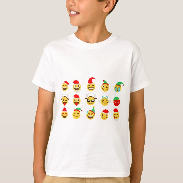 julafton emoji lycklig ansikte t shirt (Framsida)