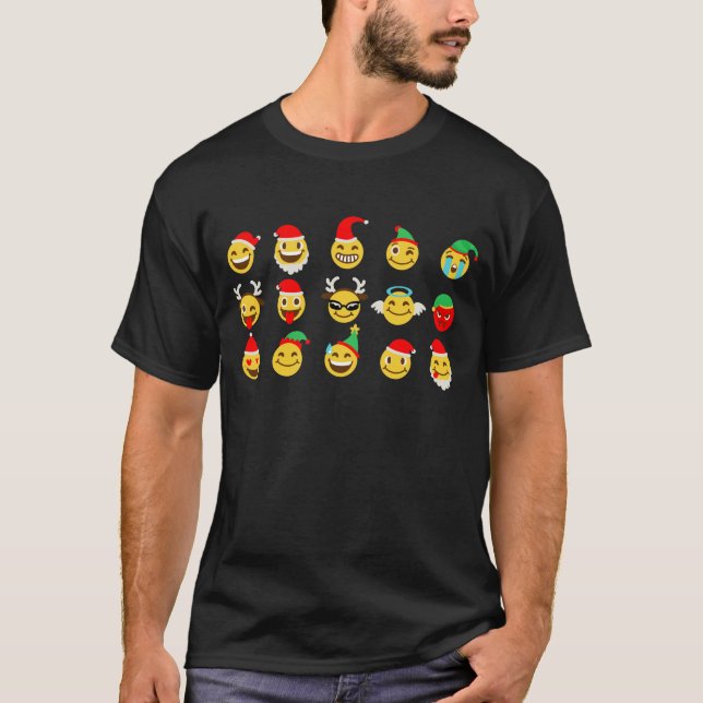 julafton emoji lycklig ansikte t-shirt (Framsida)
