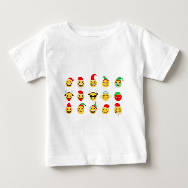 julafton emoji lycklig ansikte tee (Framsida)
