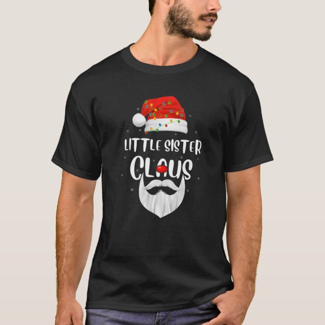 Julafton Family Matching Little Sister Claus Santa T Shirt (Framsida)