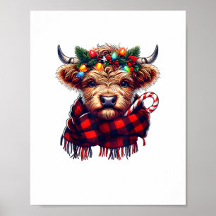 julafton fantastisk Highland cochristmas light Poster