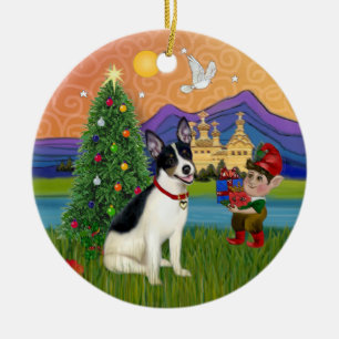 Julafton Fantasy - Råtta Terrier Julgransprydnad Keramik