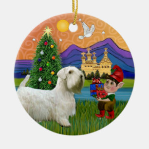 Julafton Fantasy - Sealyham Terrier Julgransprydnad Keramik