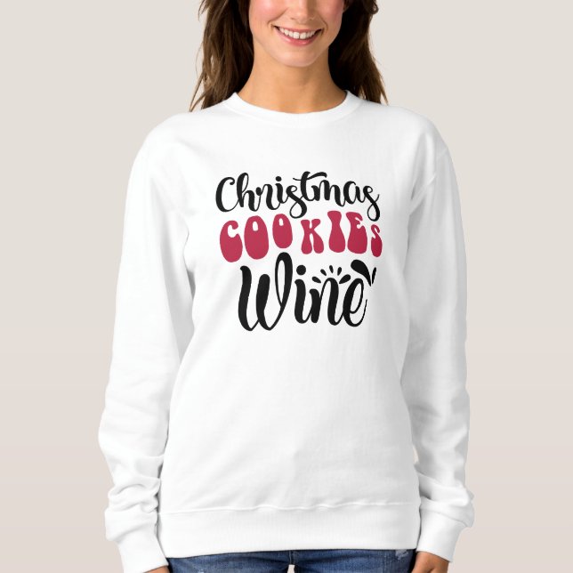 Julafton Festive jul Cookies Vin Sweatshirt T Shirt (Framsida)