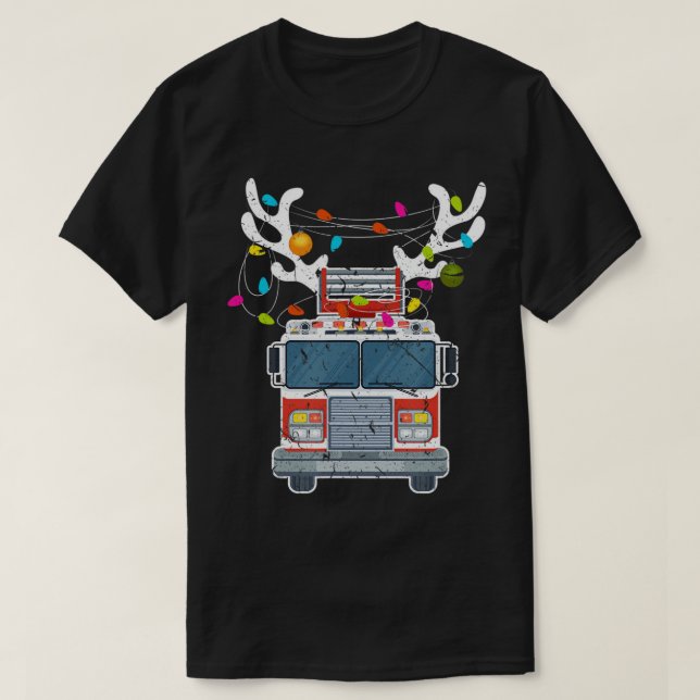 Julafton Fire Lastbil Reindeer jul-brandman T-S T Shirt (Design framsida)